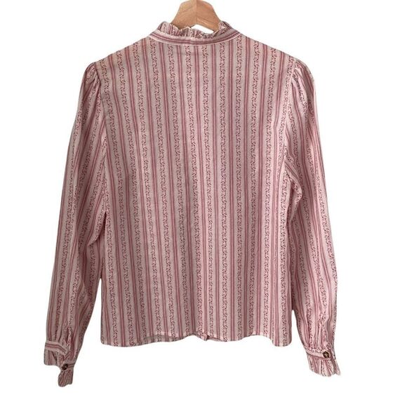 NWT The Korner Front Button Ruffle Cottage Long Sleeve Blouse in Size Small - Picture 3 of 11